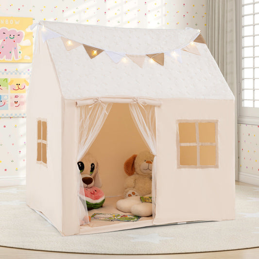 Kids Play Tent with Glow in the Dark Stars-Beige