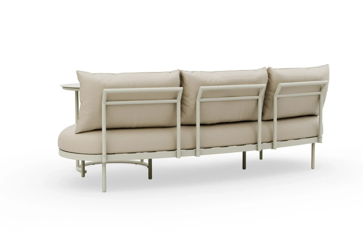 Kiki Beige 3-Seater Curved Garden Sofa and Coffee Table | Luxury Home Accessories | Heulog Glow