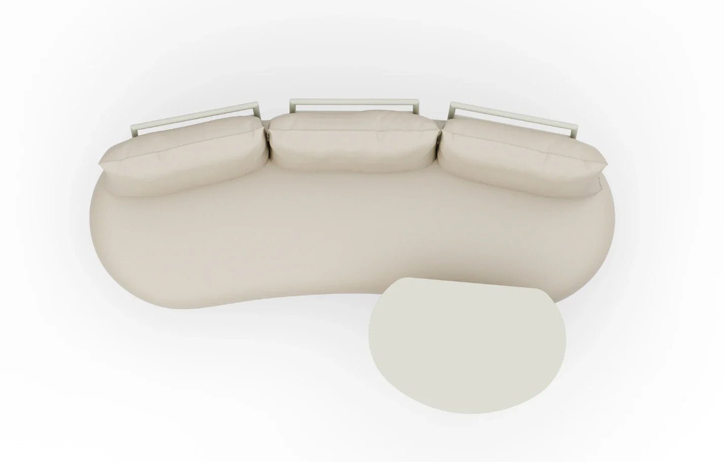 Kiki Beige 3-Seater Curved Garden Sofa and Coffee Table | Luxury Home Accessories | Heulog Glow