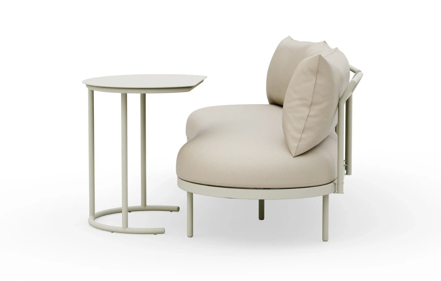 Kiki Beige 3-Seater Curved Garden Sofa and Coffee Table | Luxury Home Accessories | Heulog Glow