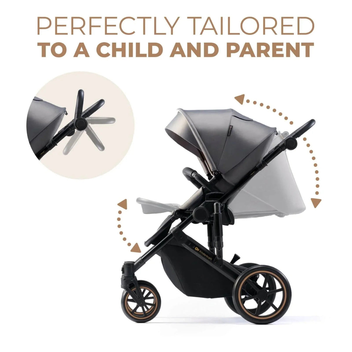 Kinderkraft 3-in-1 Mink Pro Prime 2 Travel System with Car Seat - Shadow Grey | Luxury Home Accessories | Heulog Glow