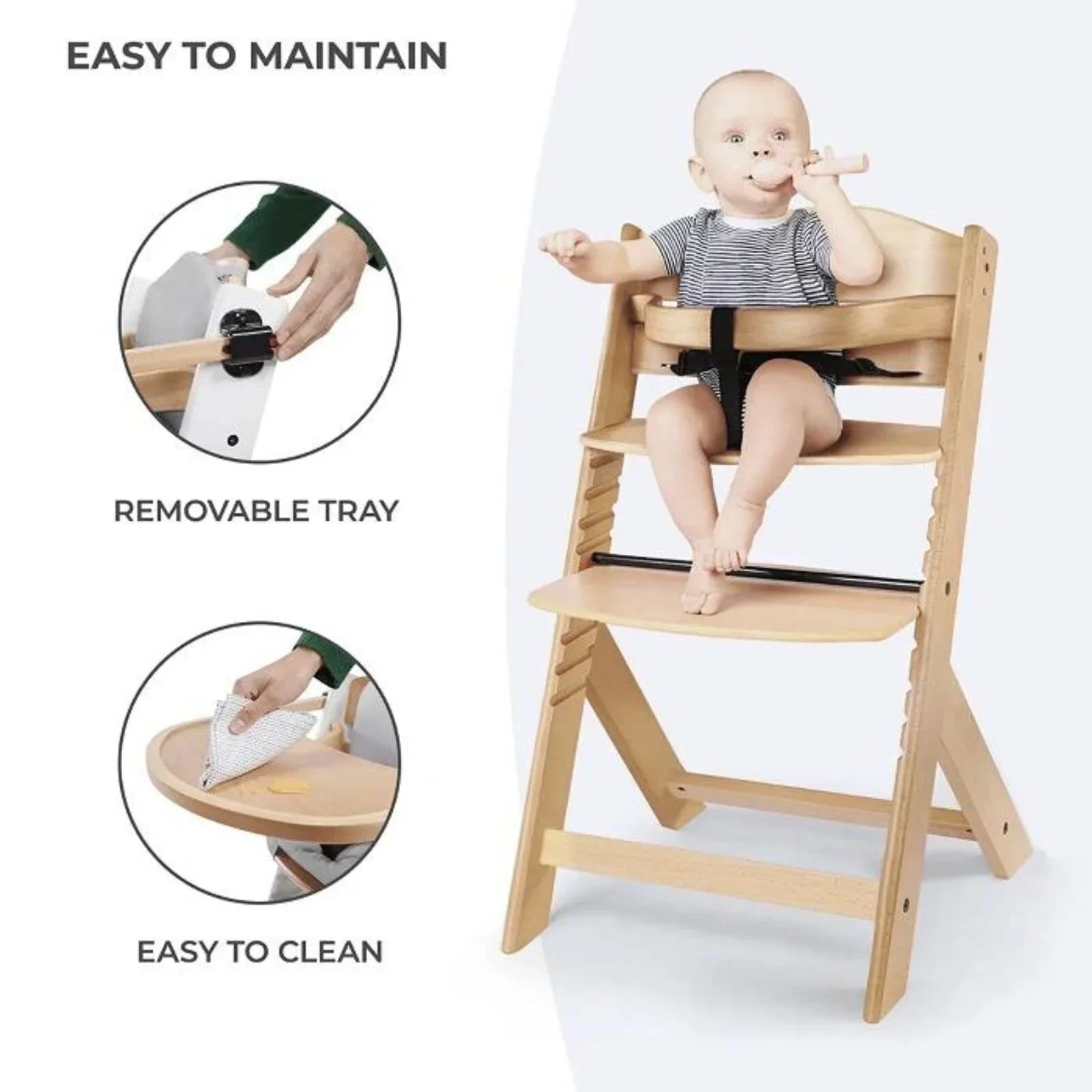 Kinderkraft Enock Wooden Highchair - Wooden Grey | Luxury Home Accessories | Heulog Glow