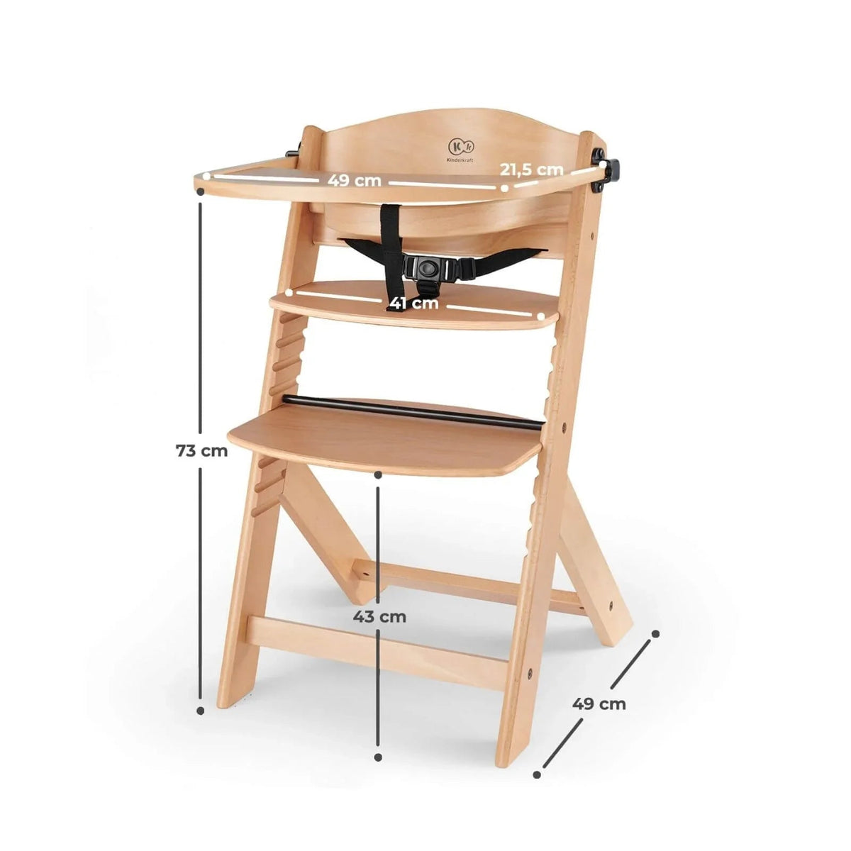 Kinderkraft Enock Wooden Highchair - Wooden Natural | Luxury Home Accessories | Heulog Glow