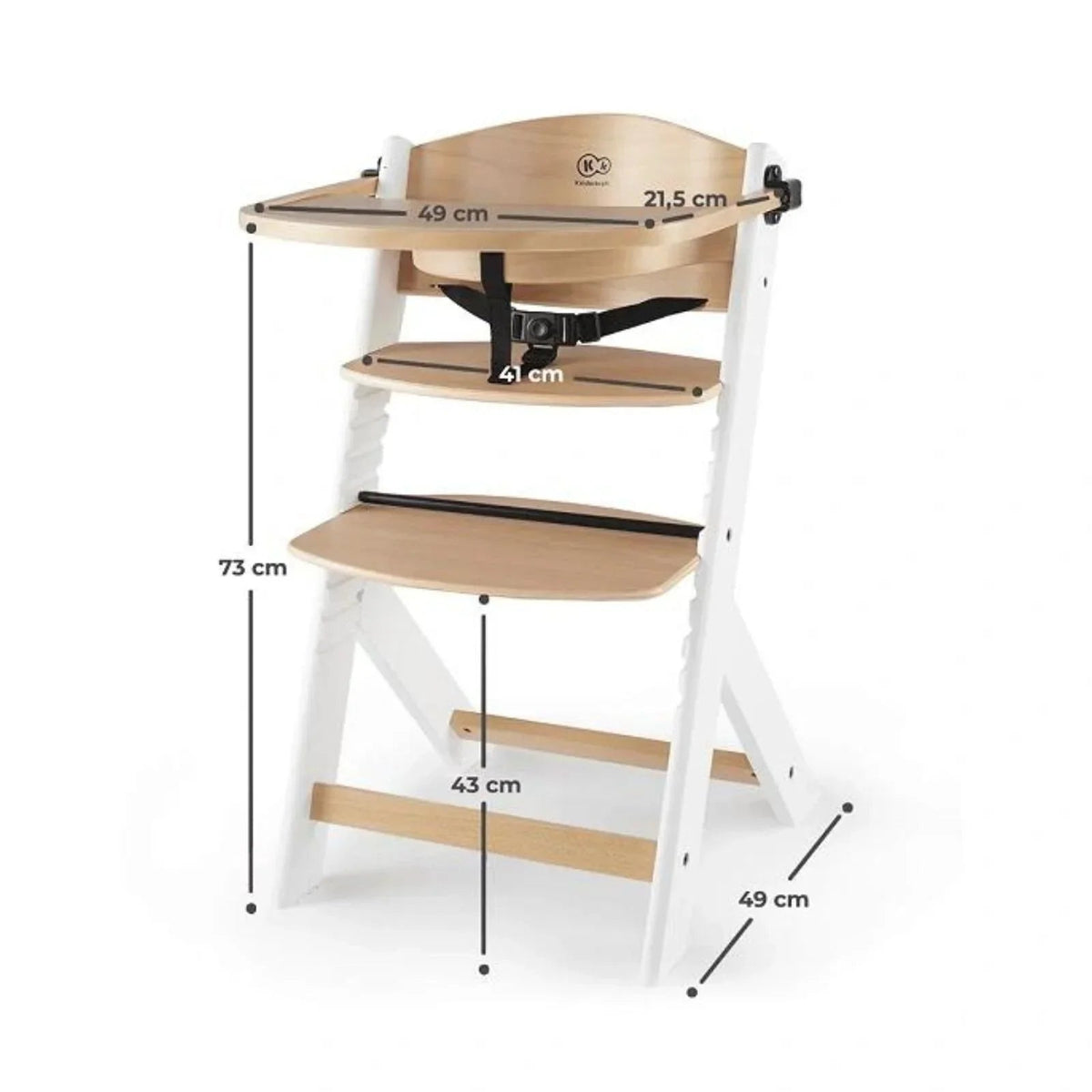 Kinderkraft Enock Wooden Highchair - Wooden White | Luxury Home Accessories | Heulog Glow