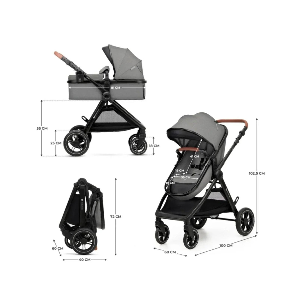 Kinderkraft Esme Pro 3-in-1 Travel System with Mink Pro Car Seat - Moonlight Grey | Luxury Home Accessories | Heulog Glow