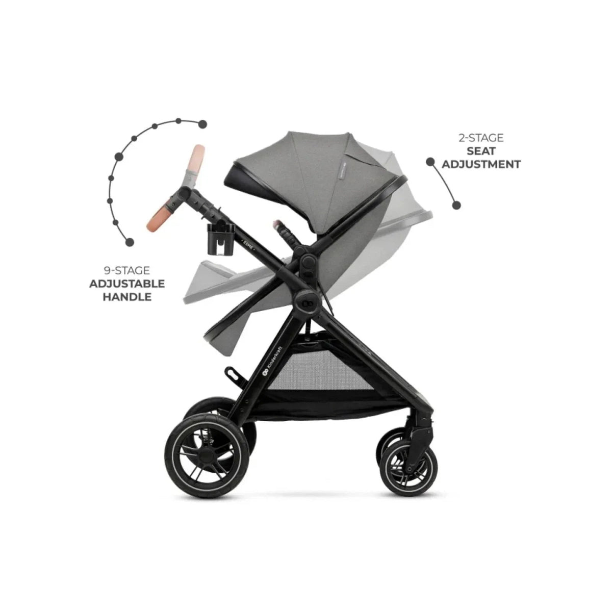 Kinderkraft Esme Pro 3-in-1 Travel System with Mink Pro Car Seat - Moonlight Grey | Luxury Home Accessories | Heulog Glow