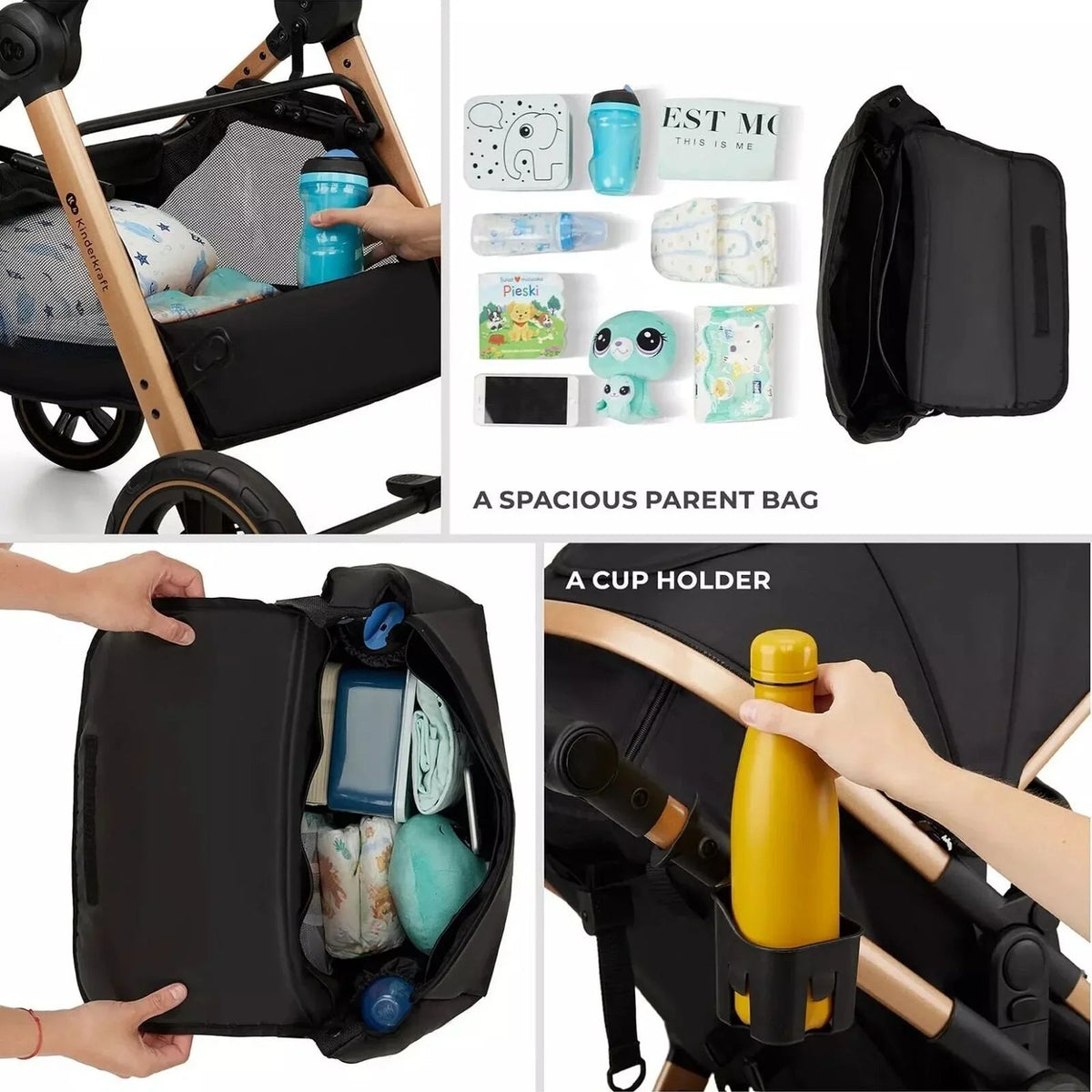 Kinderkraft Esme Pro 3-in-1 Travel System with Mink Pro Car Seat - Moonlight Grey | Luxury Home Accessories | Heulog Glow