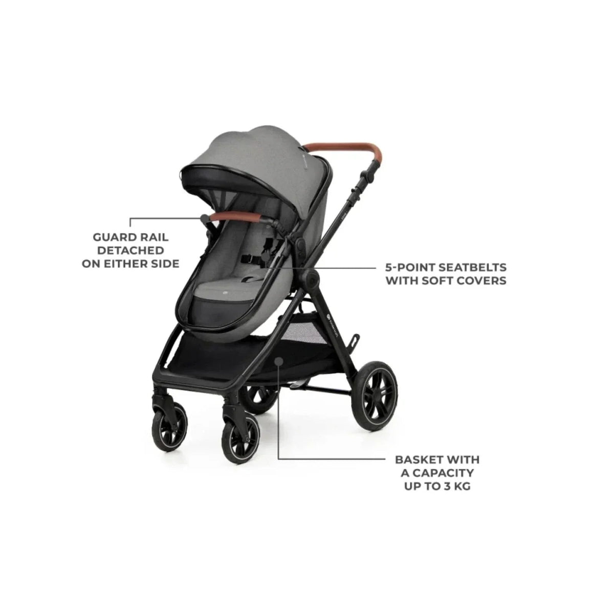 Kinderkraft Esme Pro 3-in-1 Travel System with Mink Pro Car Seat - Moonlight Grey | Luxury Home Accessories | Heulog Glow