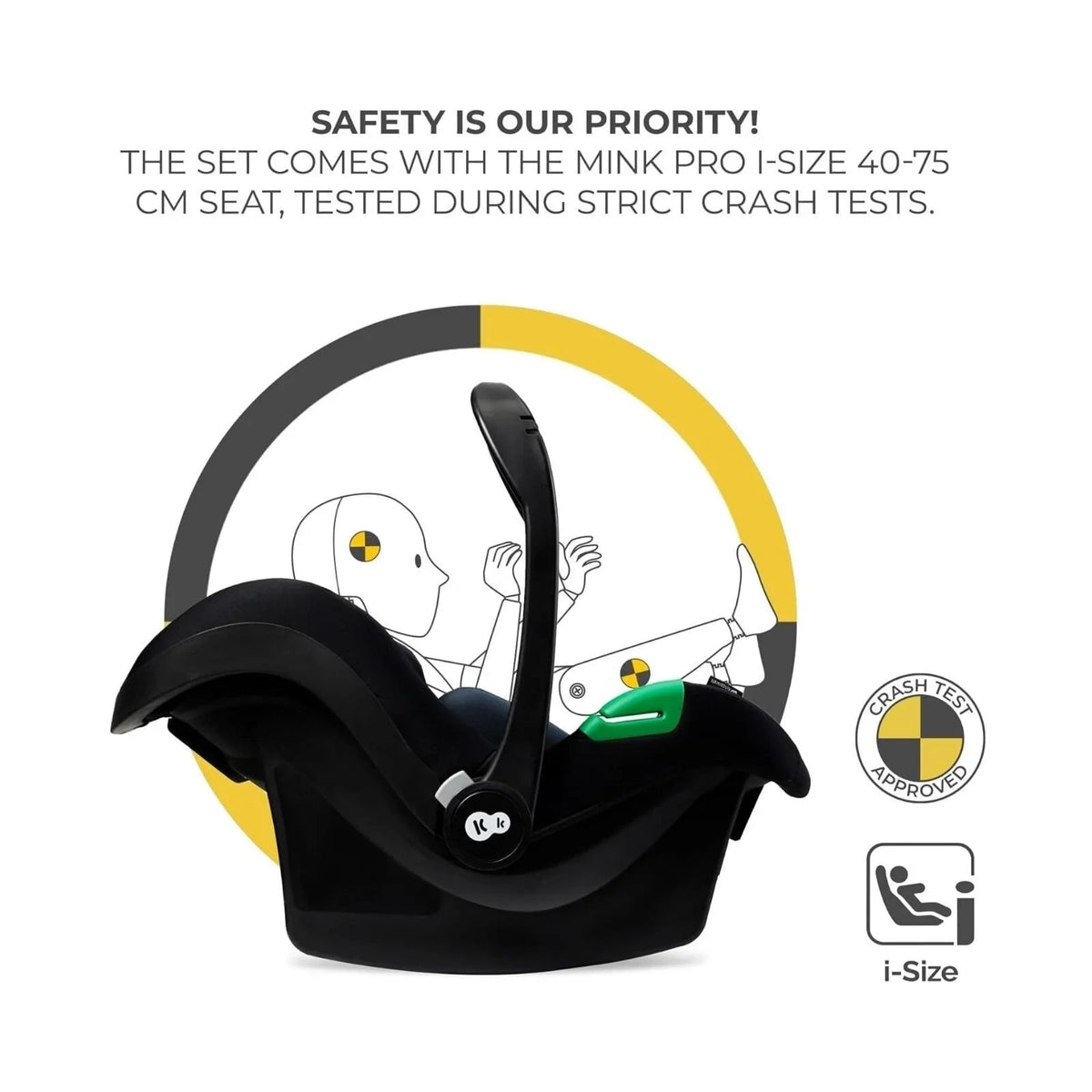 Kinderkraft Esme Pro 3-in-1 Travel System with Mink Pro Car Seat - Pure Black | Luxury Home Accessories | Heulog Glow