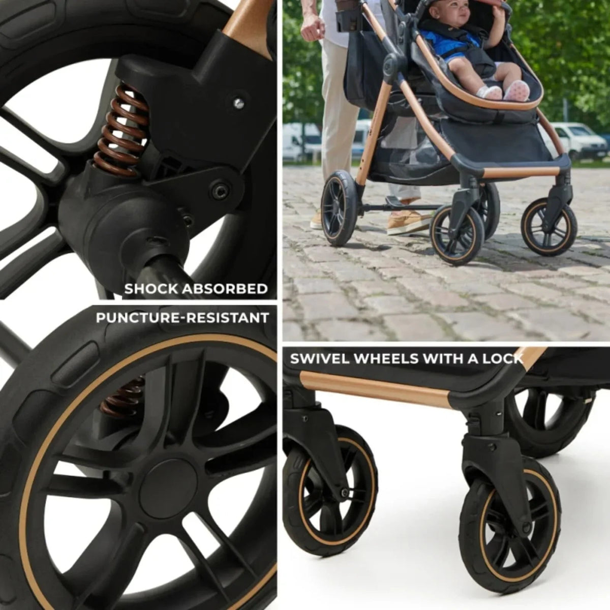 Kinderkraft Esme Pro 3-in-1 Travel System with Mink Pro Car Seat - Pure Black | Luxury Home Accessories | Heulog Glow