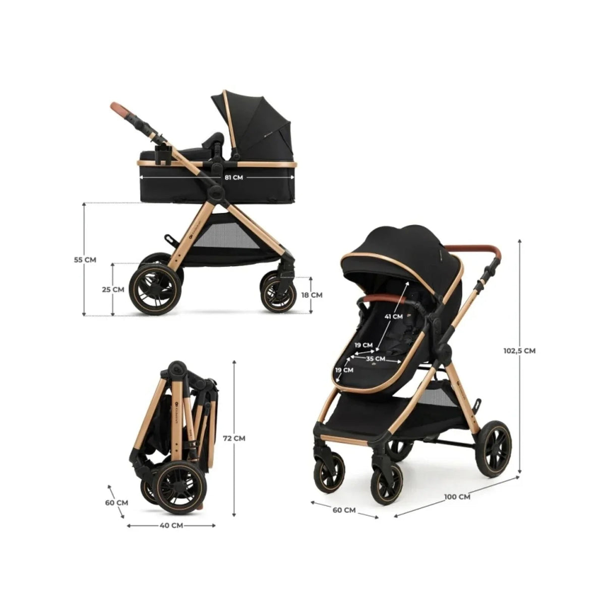 Kinderkraft Esme Pro 3-in-1 Travel System with Mink Pro Car Seat - Pure Black | Luxury Home Accessories | Heulog Glow