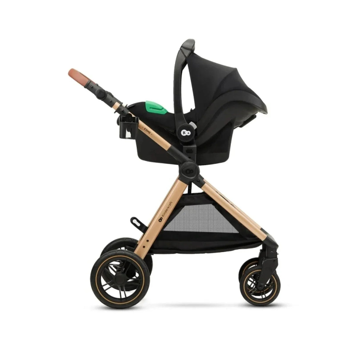 Kinderkraft Esme Pro 3-in-1 Travel System with Mink Pro Car Seat - Pure Black | Luxury Home Accessories | Heulog Glow