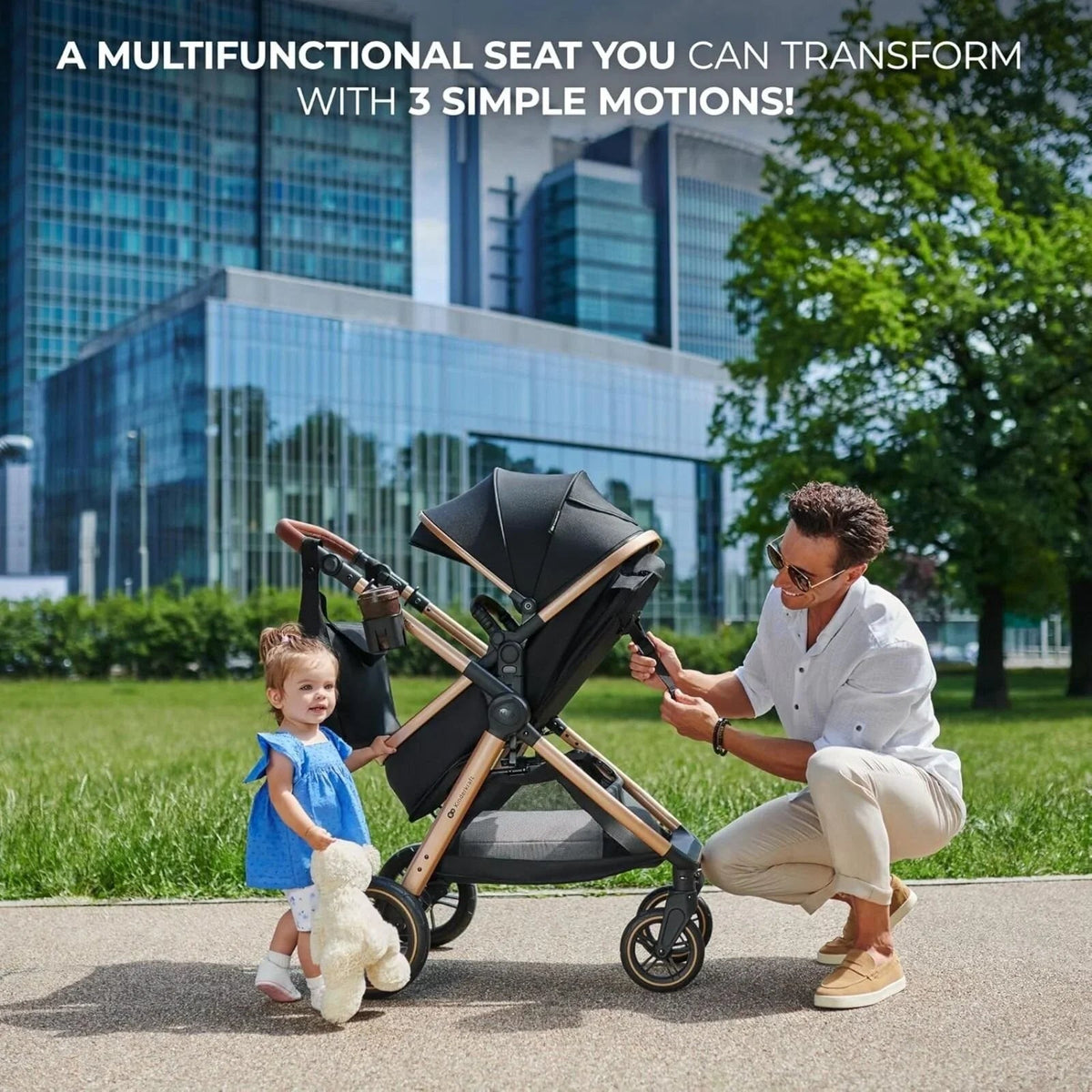 Kinderkraft Esme Pro 3-in-1 Travel System with Mink Pro Car Seat - Sand Beige | Luxury Home Accessories | Heulog Glow