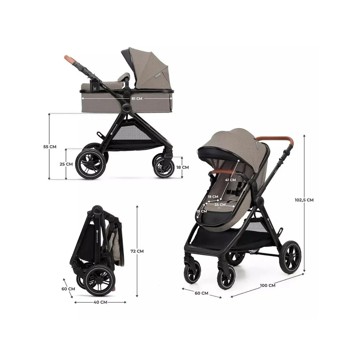 Kinderkraft Esme Pro 3-in-1 Travel System with Mink Pro Car Seat - Sand Beige | Luxury Home Accessories | Heulog Glow