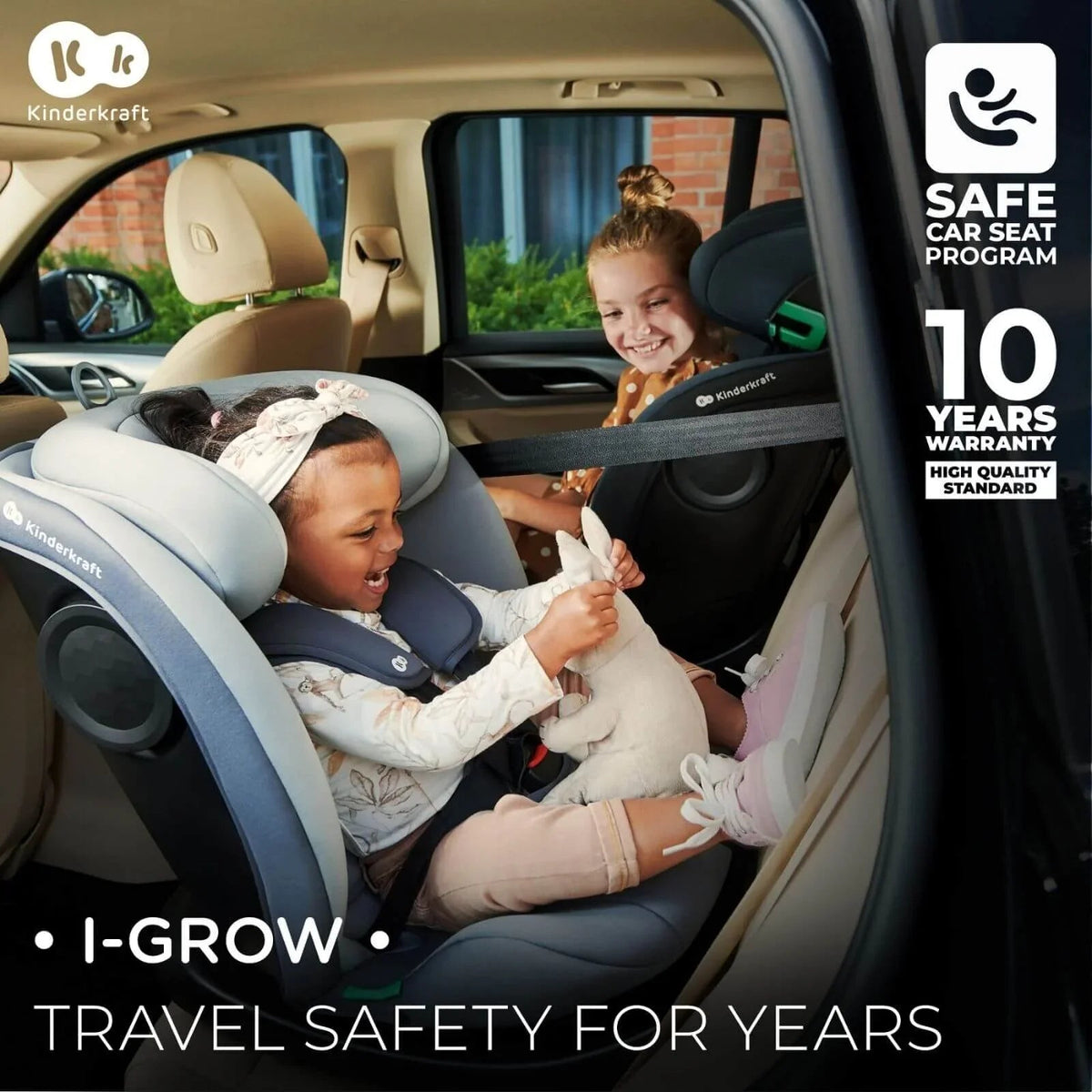 Kinderkraft i-Grow i-Size Car Seat (Birth to 12 Years) - Grey | Luxury Home Accessories | Heulog Glow