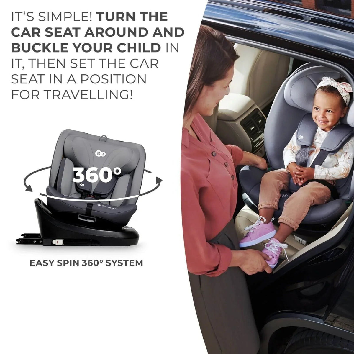 Kinderkraft i-Grow i-Size Car Seat (Birth to 12 Years) - Grey | Luxury Home Accessories | Heulog Glow