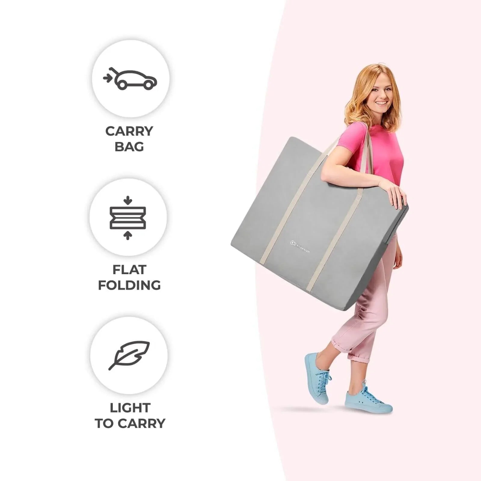 Kinderkraft Lovi 3-in-1 Baby Crib - Grey | Luxury Home Accessories | Heulog Glow