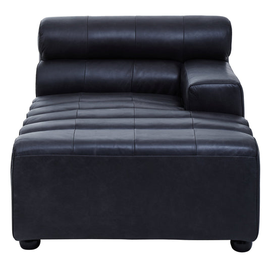 King Antique Black Right Arm Leather Modular Chaise Sofa | Luxury Home Accessories | Heulog Glow