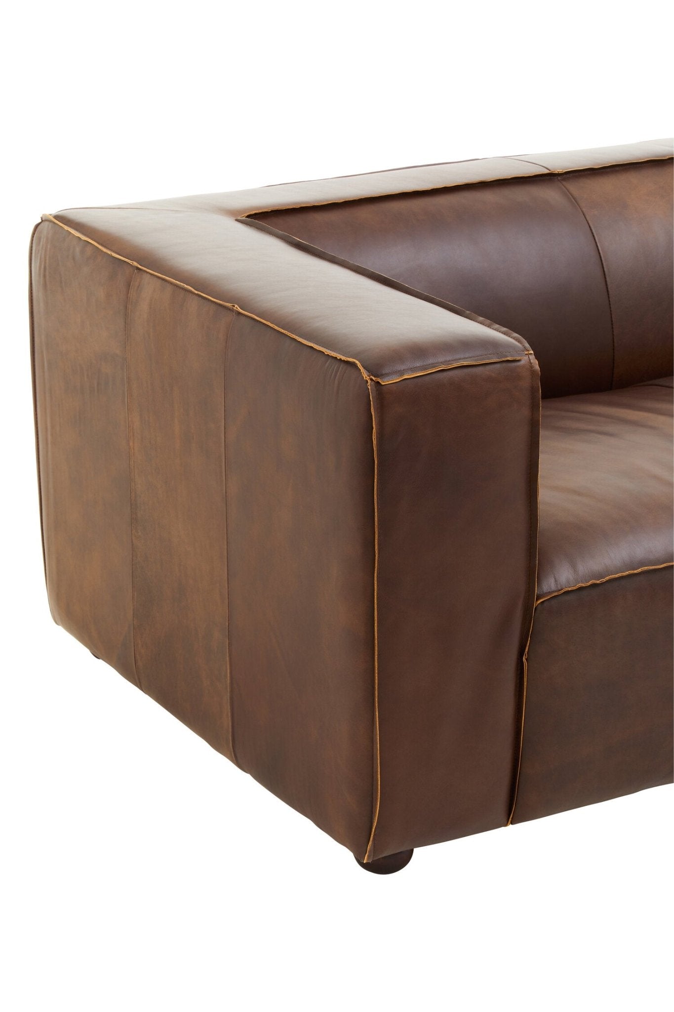 King Three Seater Antique Brown Leather Sofa | Luxury Home Accessories | Heulog Glow