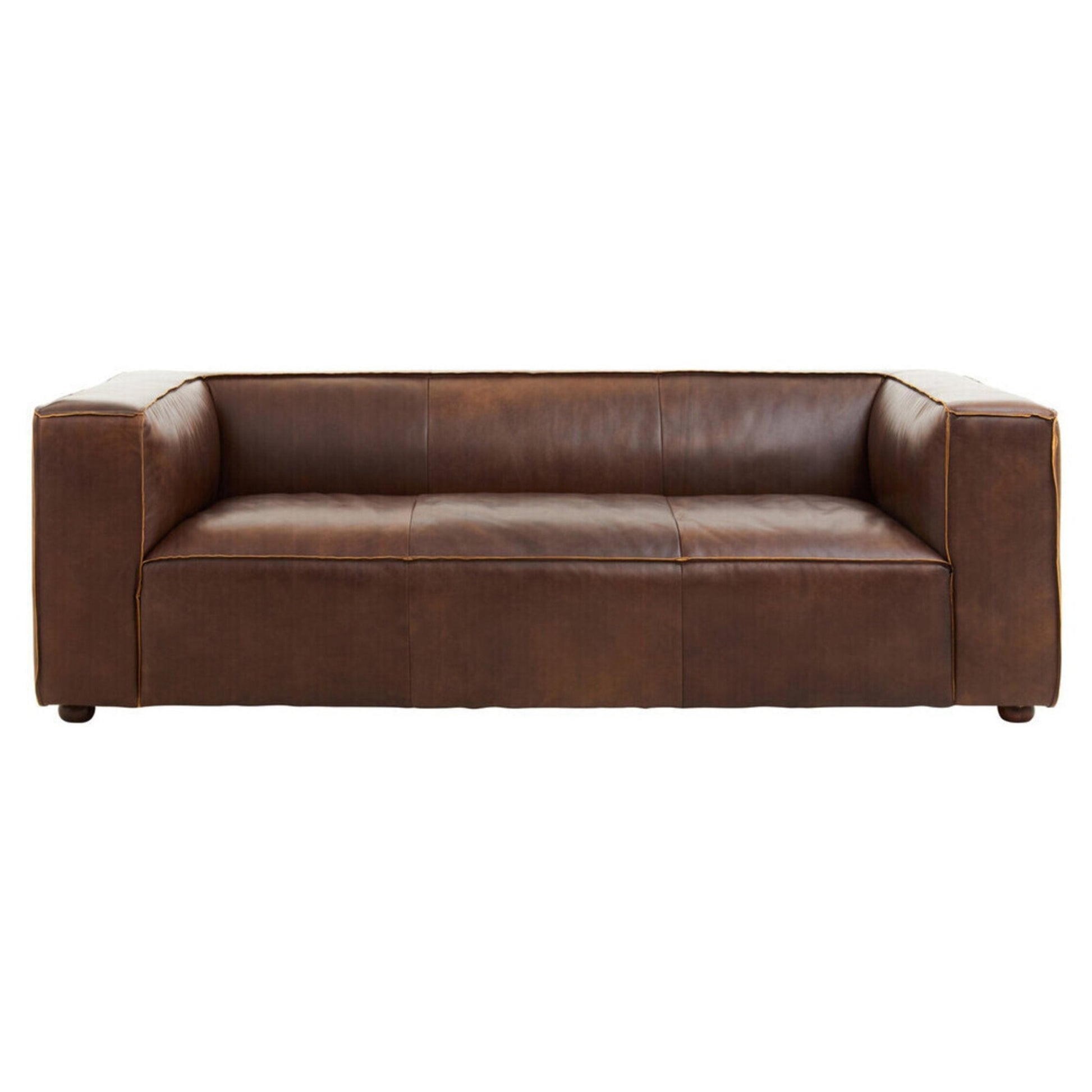 King Three Seater Antique Brown Leather Sofa | Luxury Home Accessories | Heulog Glow