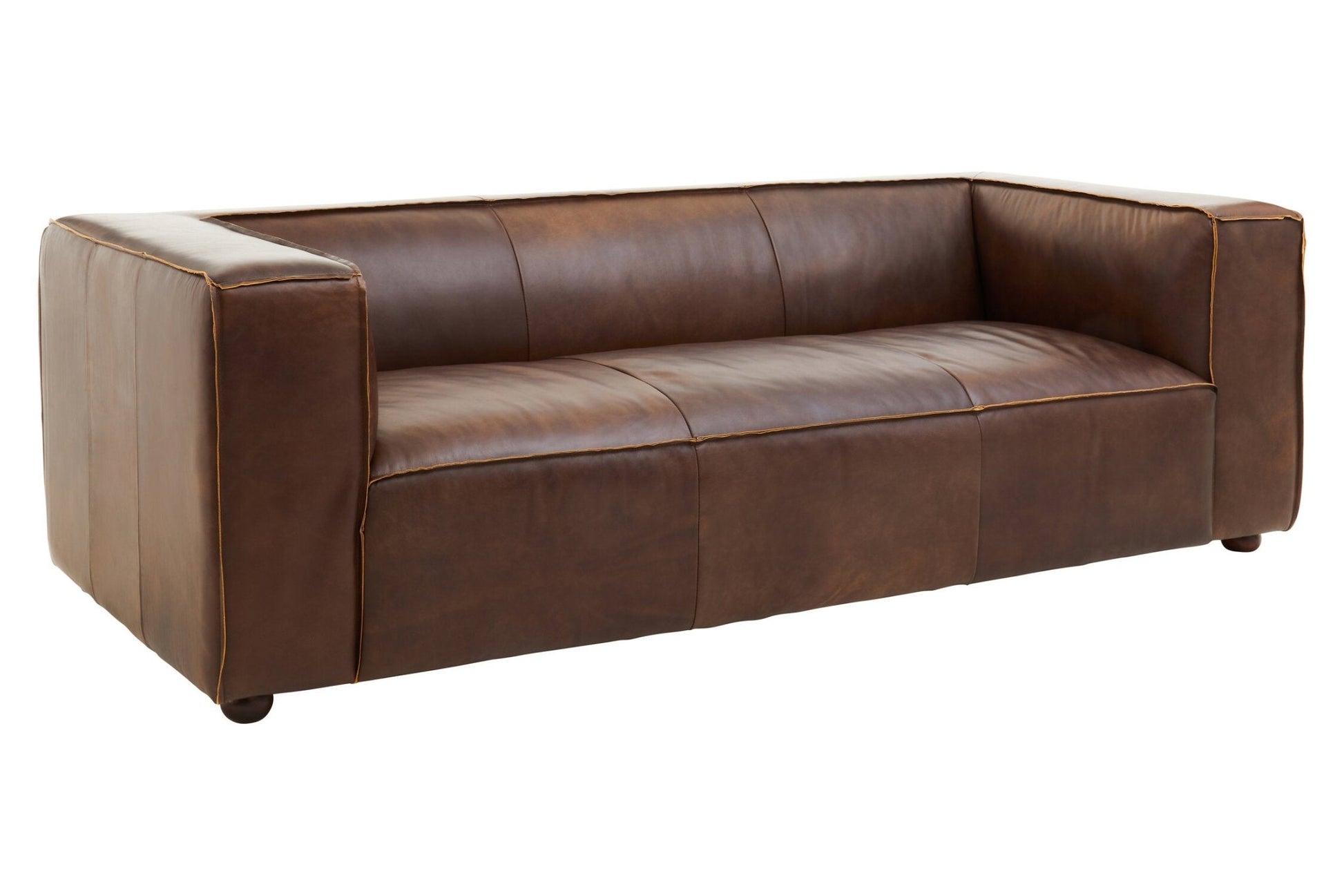 King Three Seater Antique Brown Leather Sofa | Luxury Home Accessories | Heulog Glow
