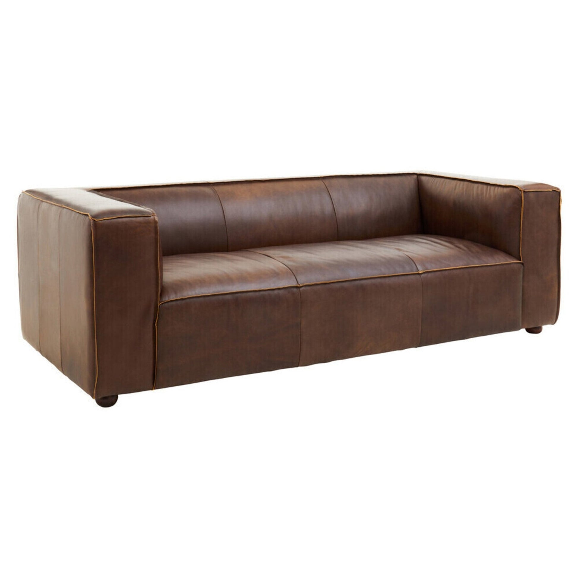 King Three Seater Antique Brown Leather Sofa | Luxury Home Accessories | Heulog Glow