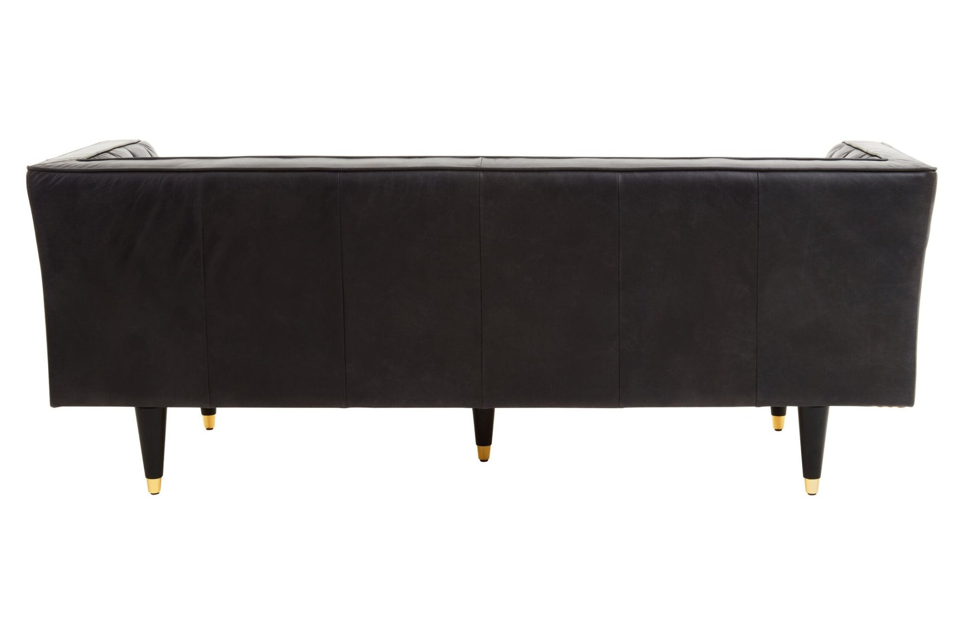 King Three Seater Black Leather Sofa With Flared Arms | Luxury Home Accessories | Heulog Glow