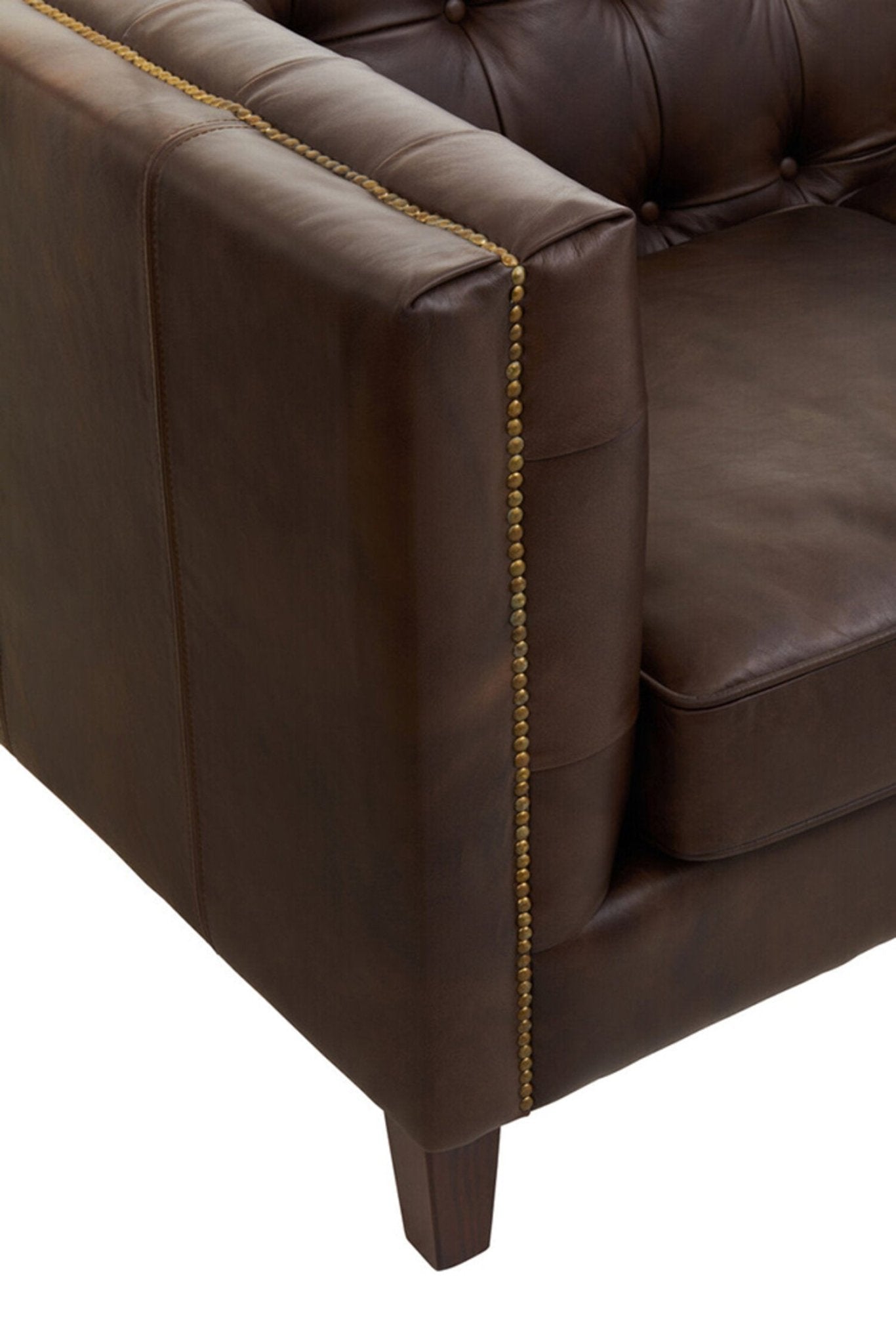 King Three Seater Dark Brown Leather Modern Chesterfield Sofa | Luxury Home Accessories | Heulog Glow