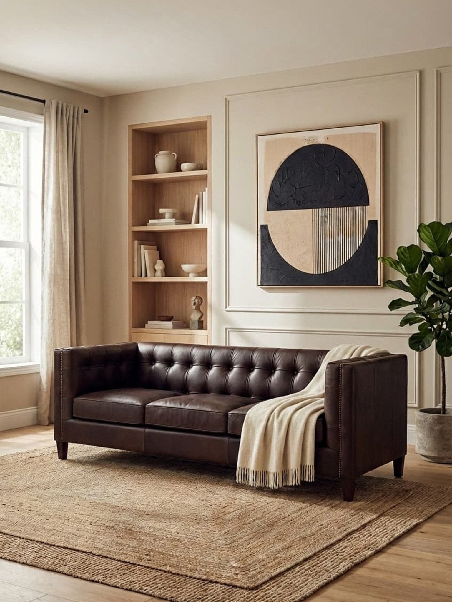 King Three Seater Dark Brown Leather Modern Chesterfield Sofa | Luxury Home Accessories | Heulog Glow