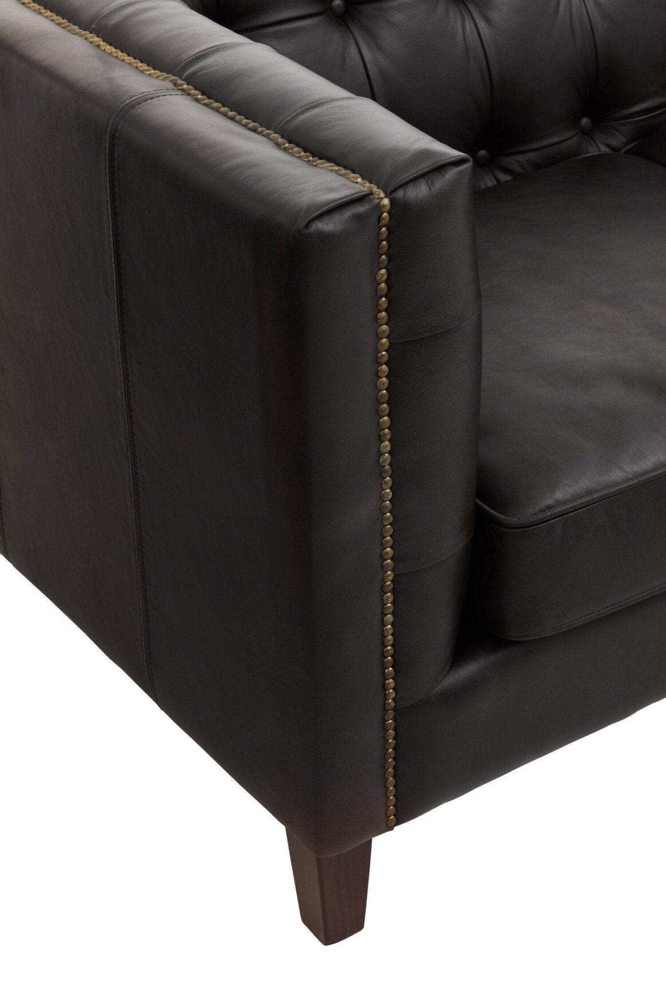 King Three Seater Modern Chesterfield Black Leather Sofa | Luxury Home Accessories | Heulog Glow