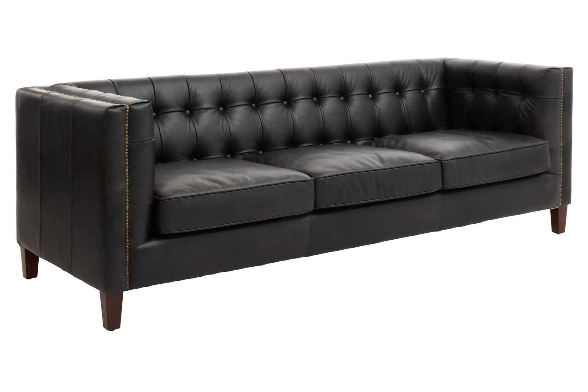 King Three Seater Modern Chesterfield Black Leather Sofa | Luxury Home Accessories | Heulog Glow