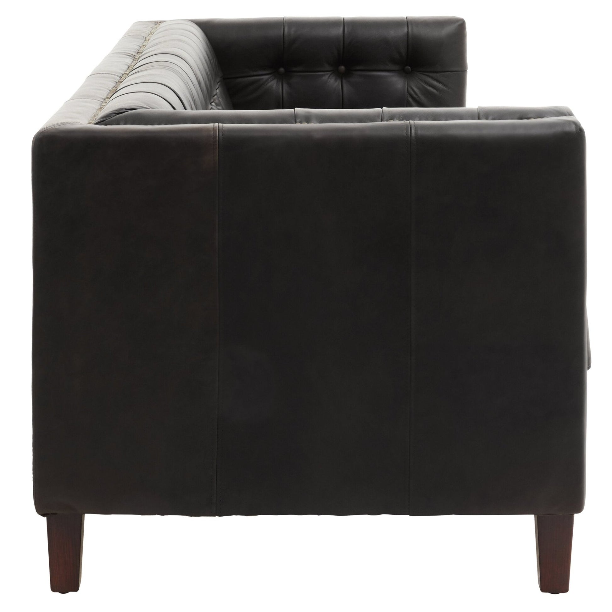 King Three Seater Modern Chesterfield Black Leather Sofa | Luxury Home Accessories | Heulog Glow