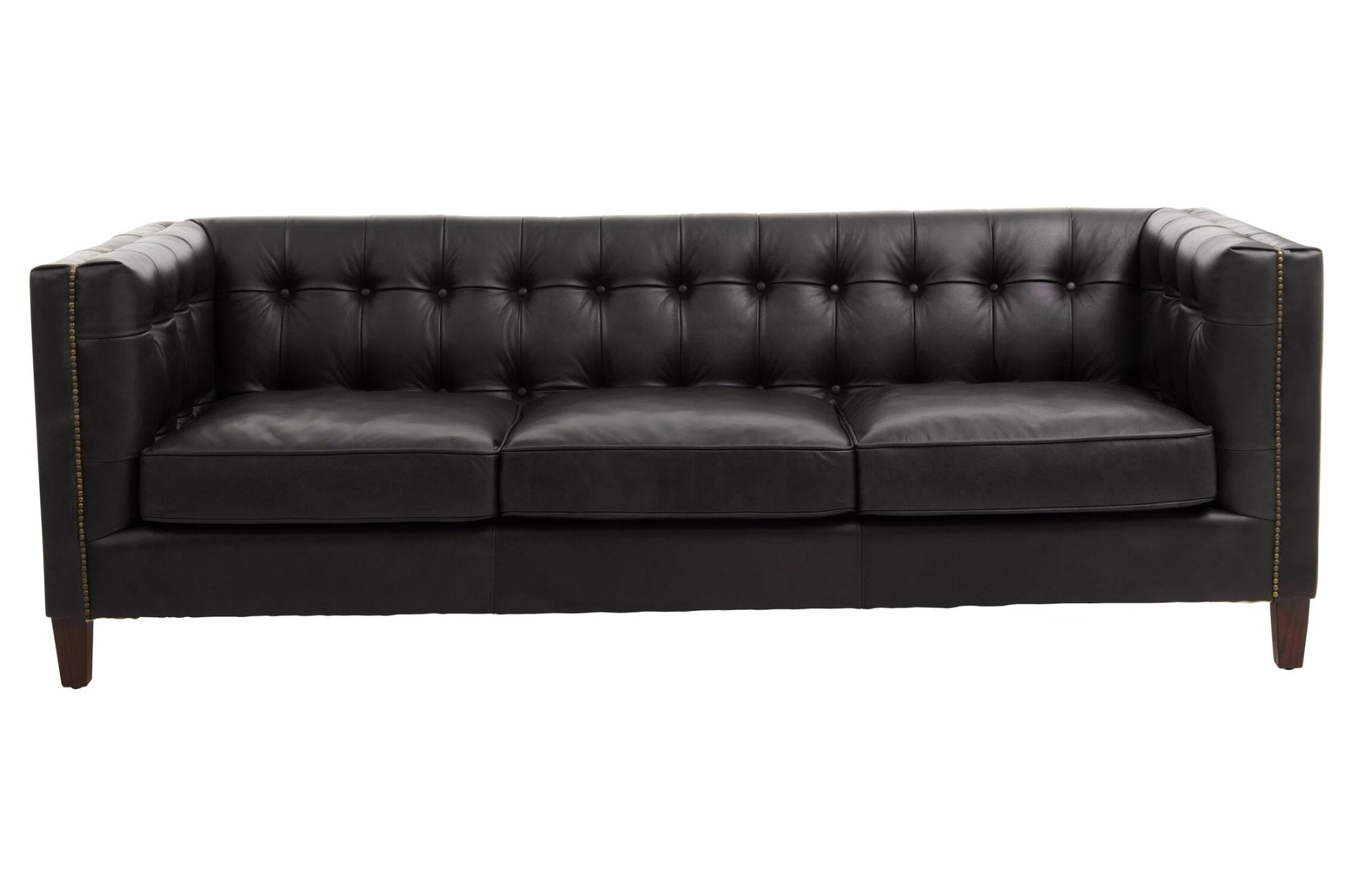 King Three Seater Modern Chesterfield Black Leather Sofa | Luxury Home Accessories | Heulog Glow