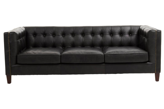 King Three Seater Modern Chesterfield Black Leather Sofa | Luxury Home Accessories | Heulog Glow