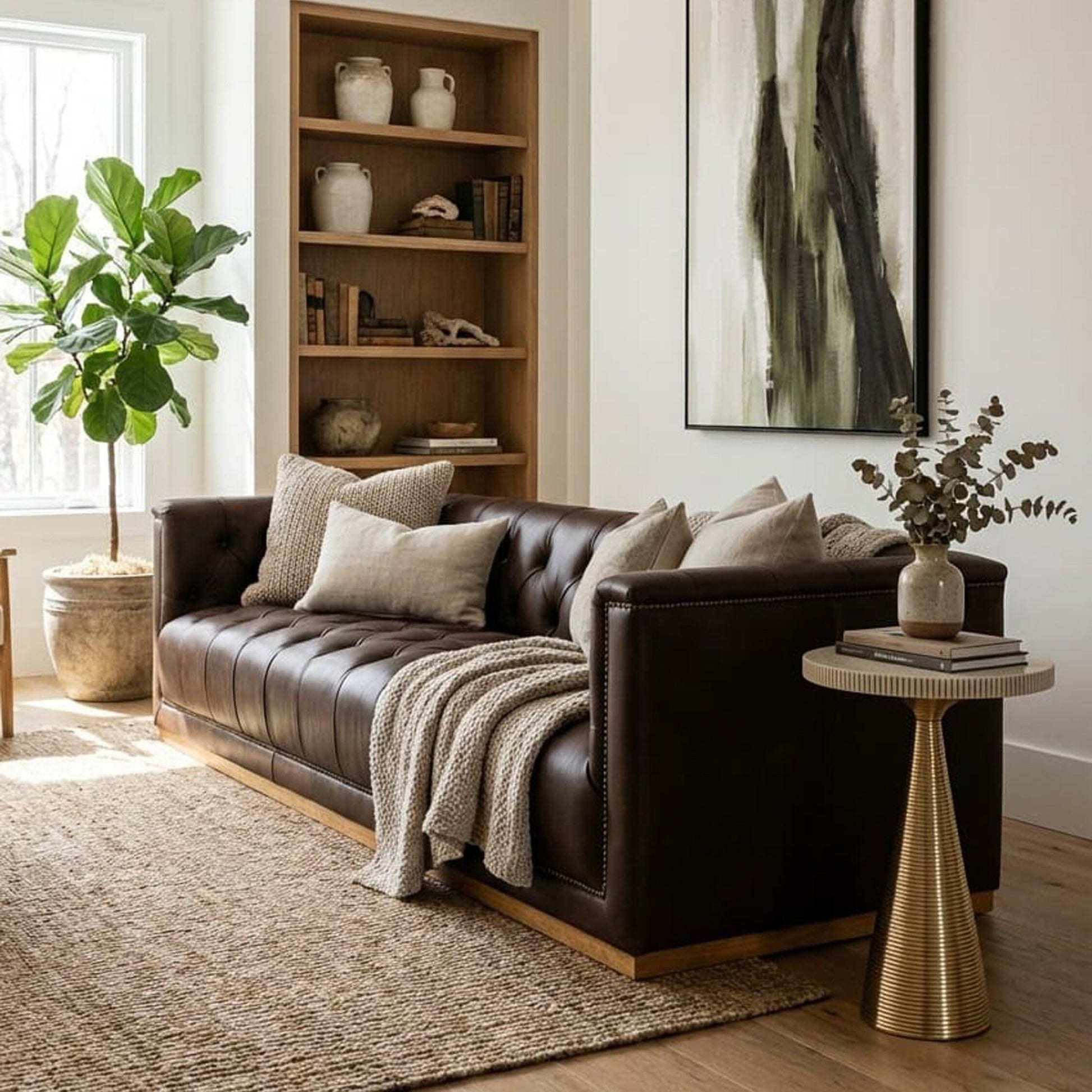 King Three Seater Modern Chesterfield Dark Brown Leather Sofa | Luxury Home Accessories | Heulog Glow