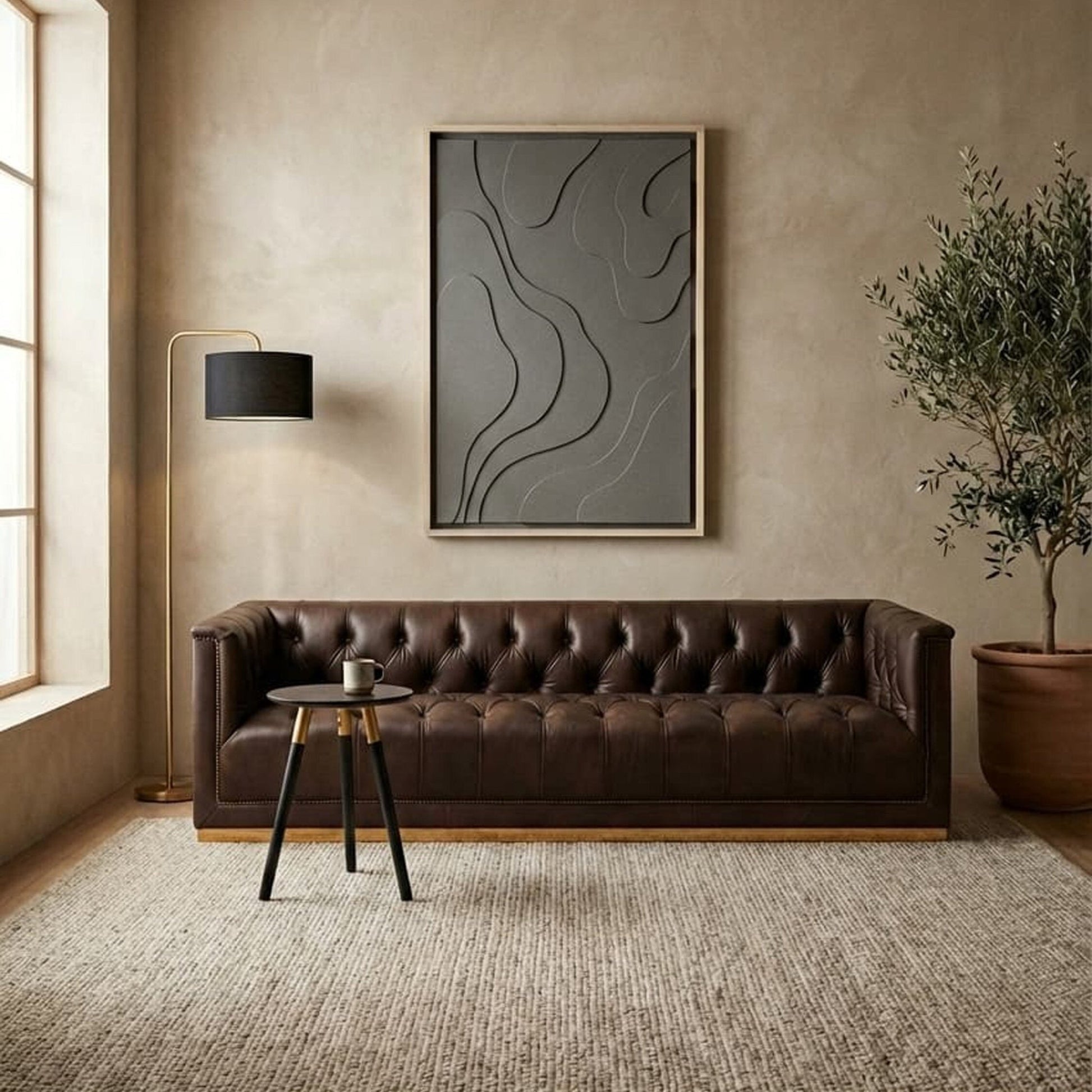 King Three Seater Modern Chesterfield Dark Brown Leather Sofa | Luxury Home Accessories | Heulog Glow