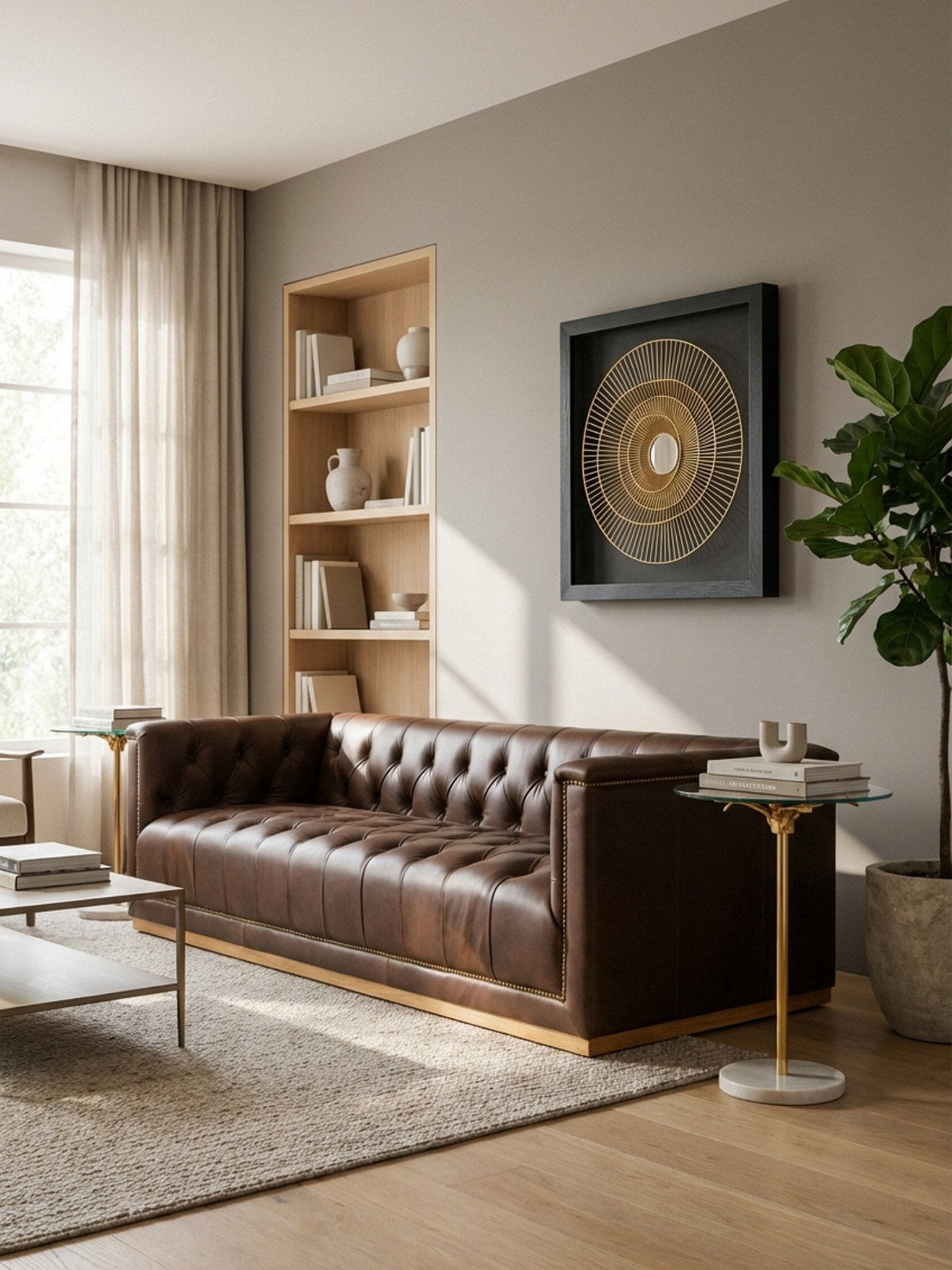 King Three Seater Modern Chesterfield Dark Brown Leather Sofa | Luxury Home Accessories | Heulog Glow