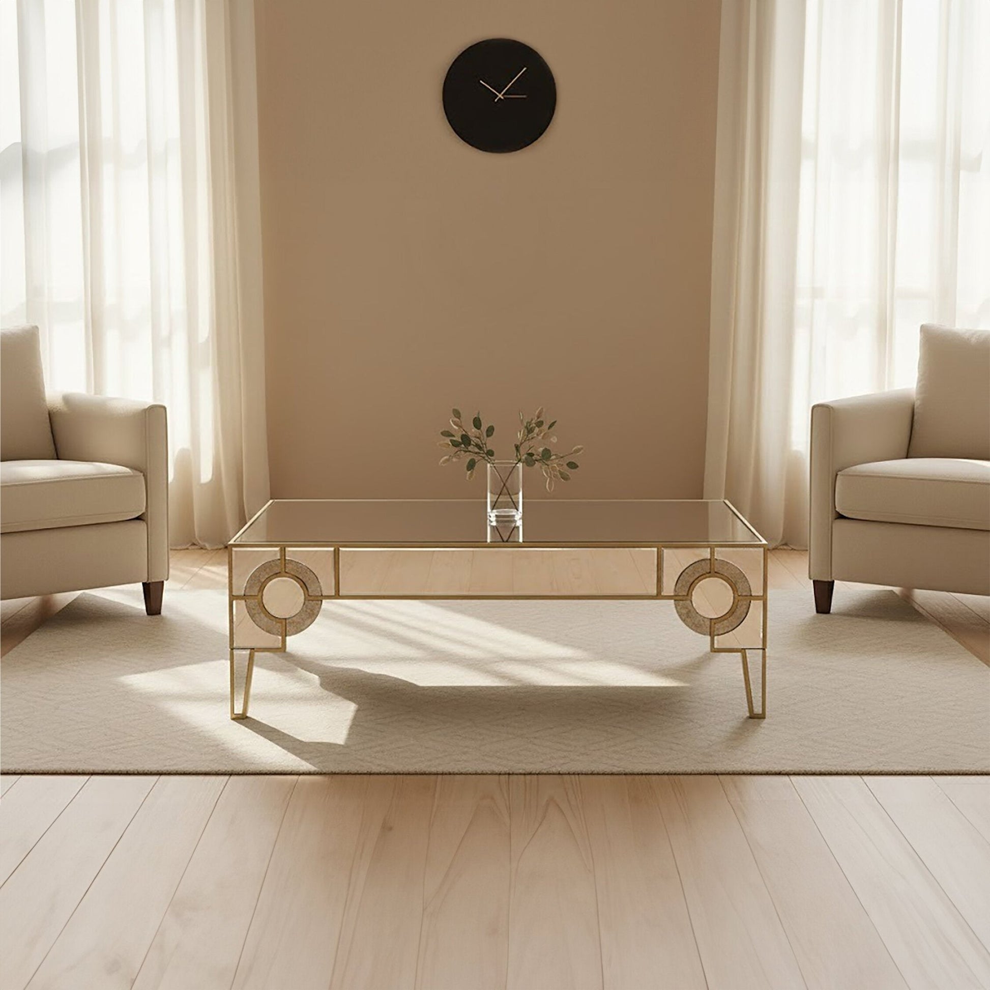 Knightsbridge Champagne Gold and Mirrored Coffee Table | Luxury Home Accessories | Heulog Glow