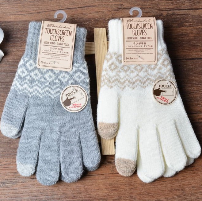 Knit Gloves Ladies Jacquard Touch Screen Warm Fashion Winter Gloves | Luxury Home Accessories | Heulog Glow
