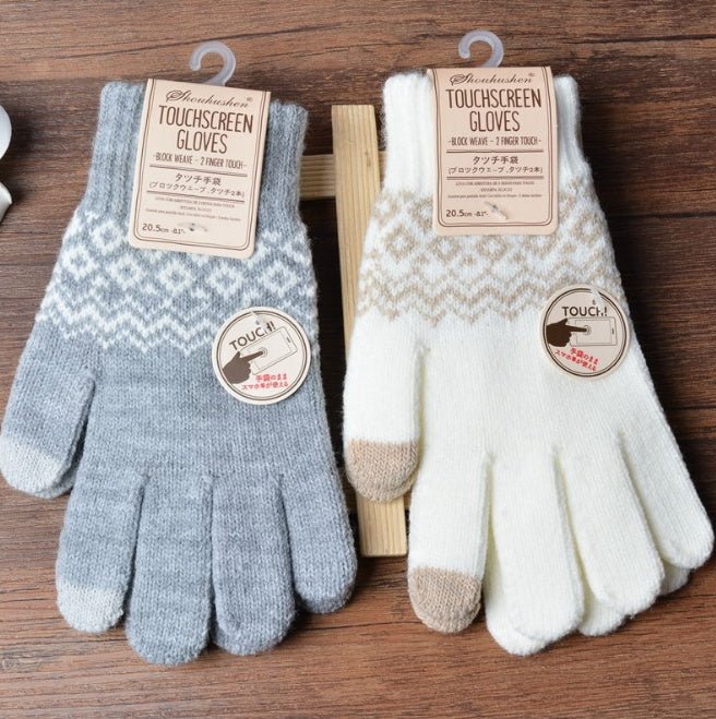Knit Gloves Ladies Jacquard Touch Screen Warm Fashion Winter Gloves | Luxury Home Accessories | Heulog Glow