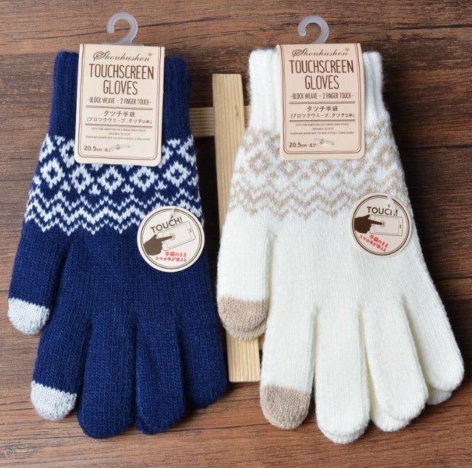 Knit Gloves Ladies Jacquard Touch Screen Warm Fashion Winter Gloves | Luxury Home Accessories | Heulog Glow