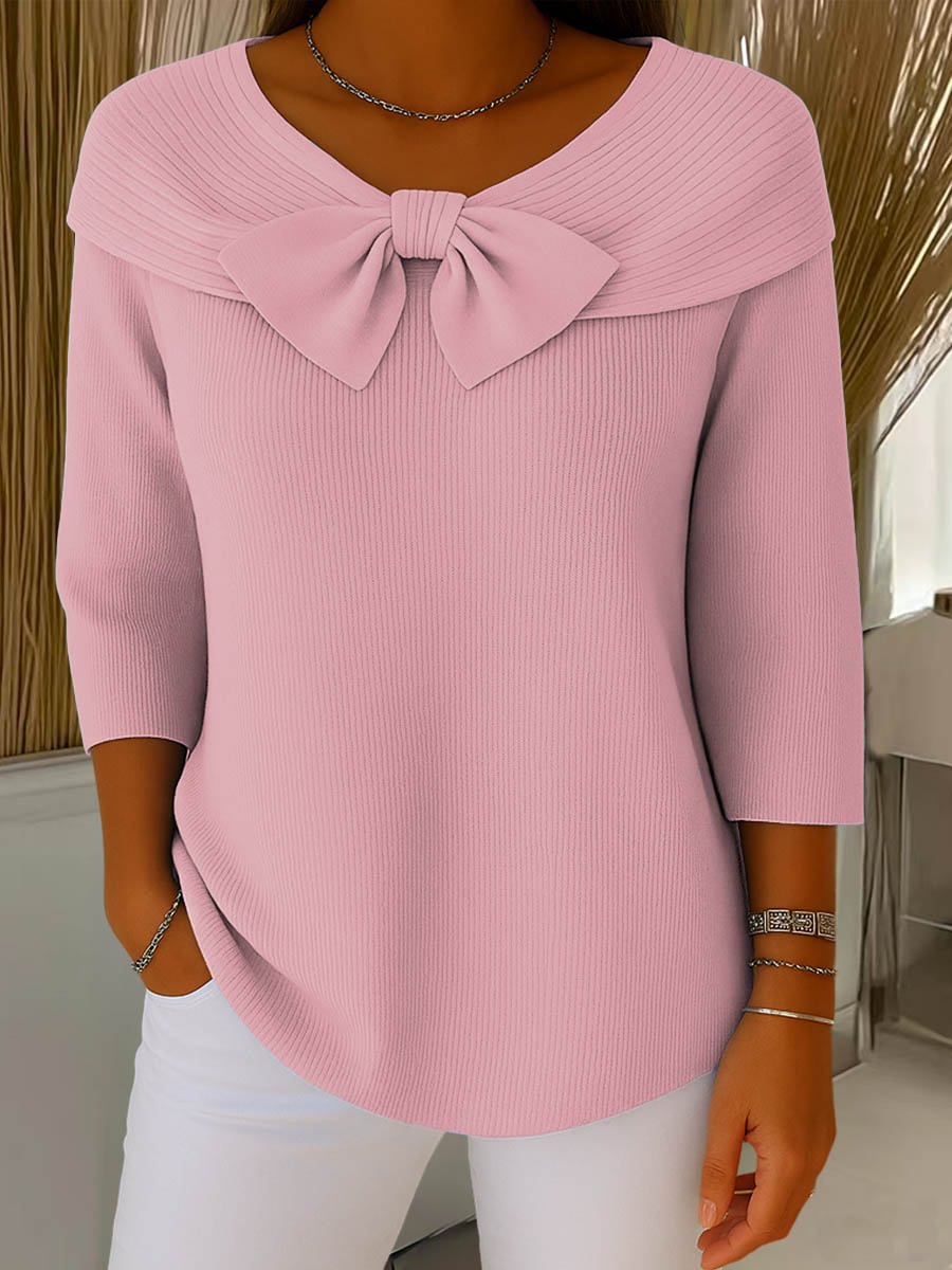 Knitted Bow Solid Color Sweater Autumn And Winter | Luxury Home Accessories | Heulog Glow