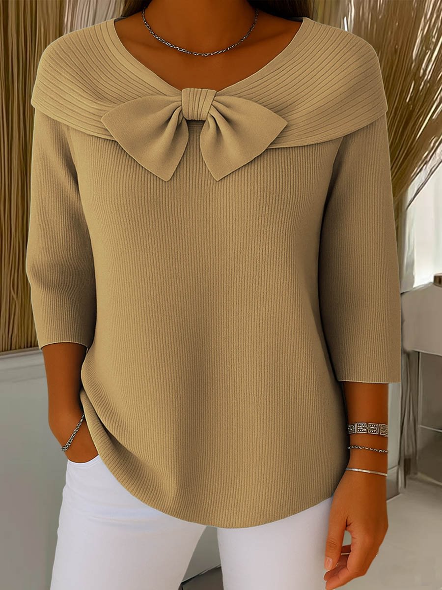 Knitted Bow Solid Color Sweater Autumn And Winter | Luxury Home Accessories | Heulog Glow