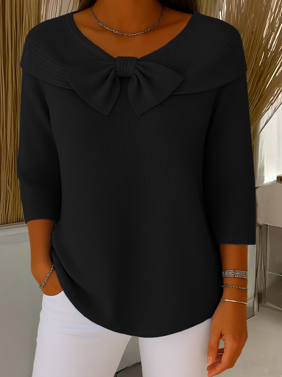 Knitted Bow Solid Color Sweater Autumn And Winter | Luxury Home Accessories | Heulog Glow