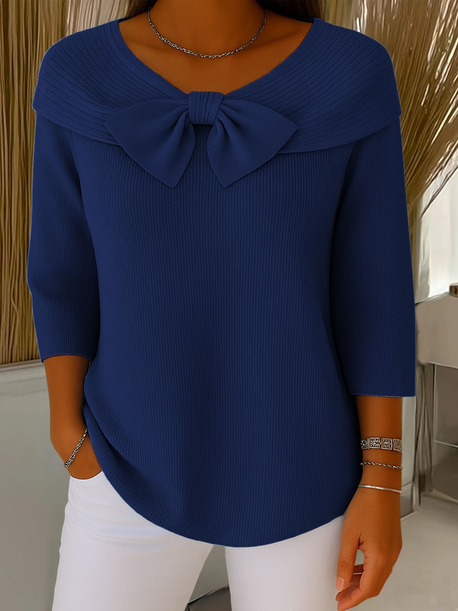 Knitted Bow Solid Color Sweater Autumn And Winter | Luxury Home Accessories | Heulog Glow