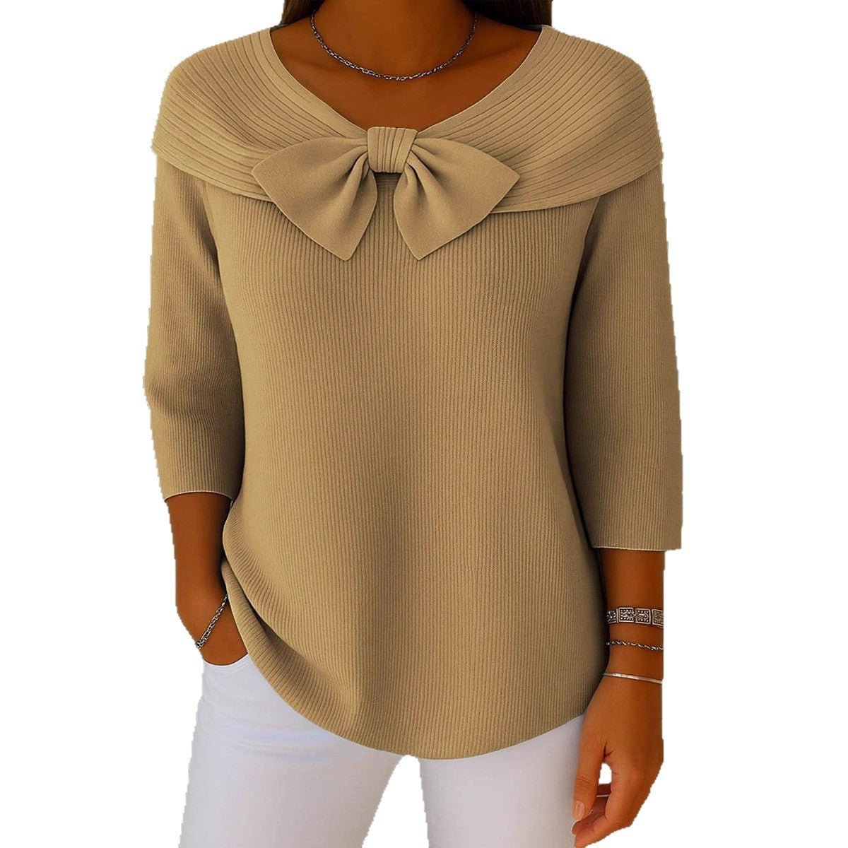 Knitted Bow Solid Color Sweater Autumn And Winter | Luxury Home Accessories | Heulog Glow