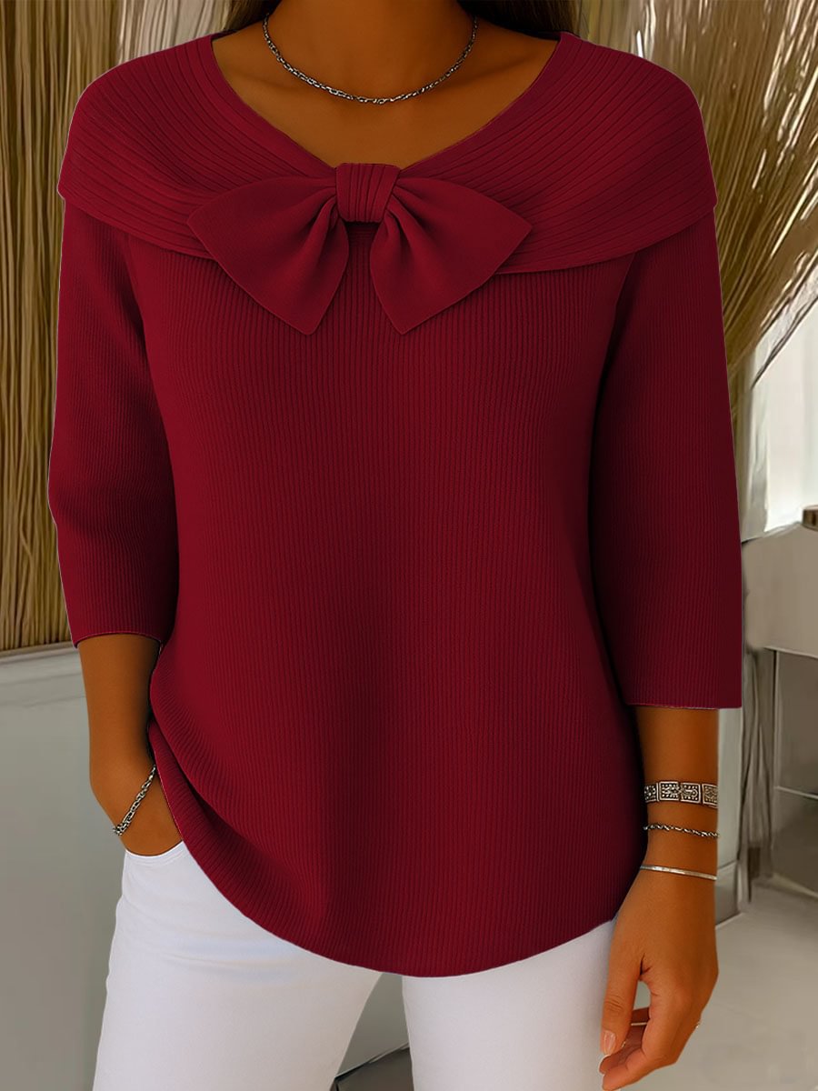 Knitted Bow Solid Color Sweater Autumn And Winter | Luxury Home Accessories | Heulog Glow