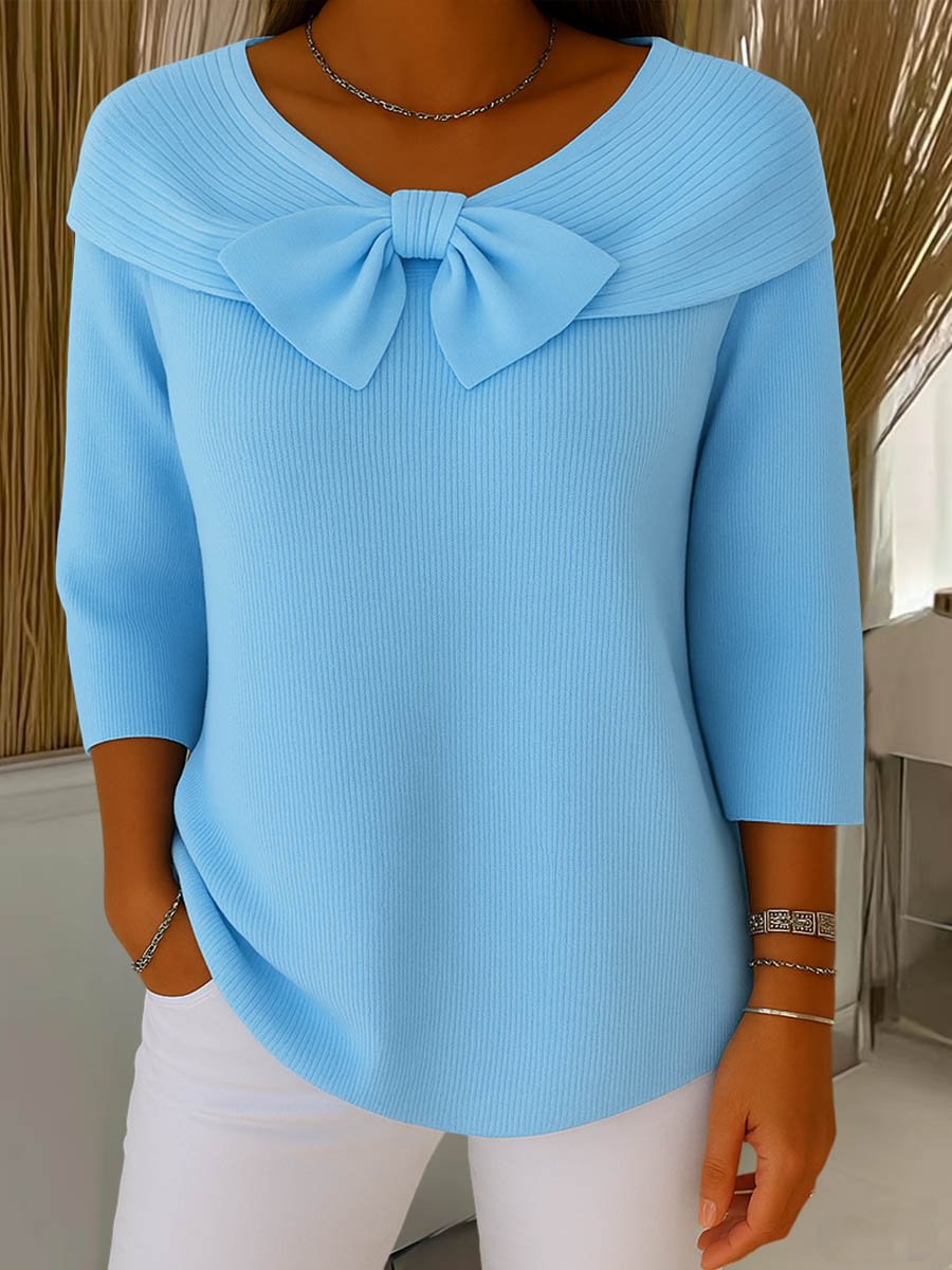 Knitted Bow Solid Color Sweater Autumn And Winter | Luxury Home Accessories | Heulog Glow