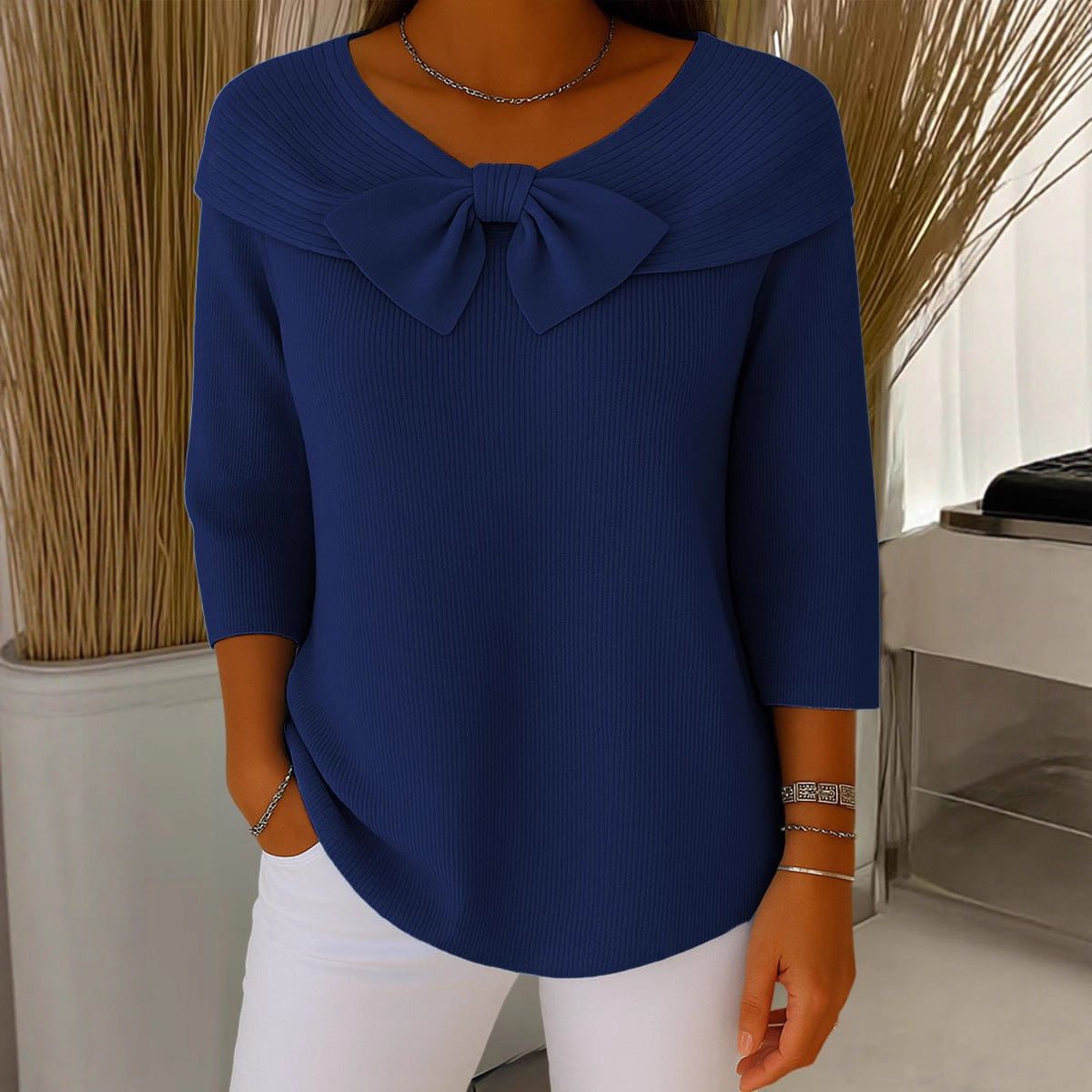 Knitted Bow Solid Color Sweater Autumn And Winter | Luxury Home Accessories | Heulog Glow