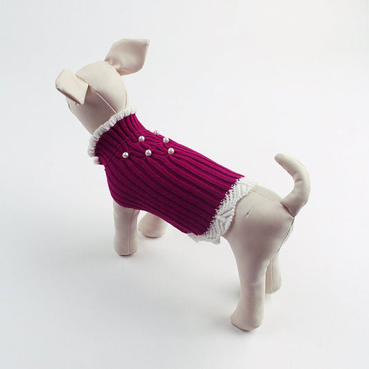Knitted Teddy Dog Sweater with Rhinestone Lace | Luxury Home Accessories | Heulog Glow